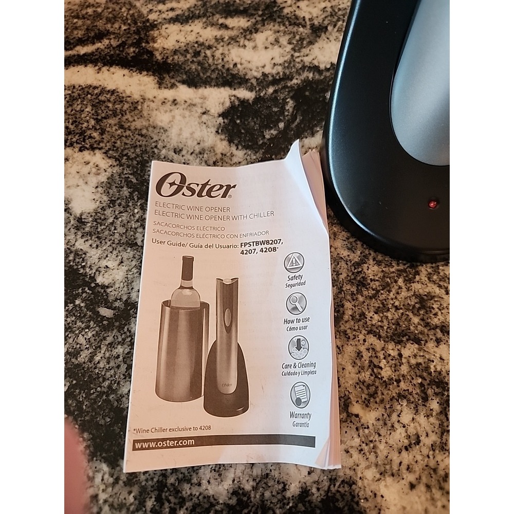 OSTER Electric Wine Opener 4207 Cordless Cork Remover Silver New Without Box